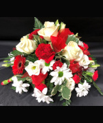 Red and White Posy funerals Flowers